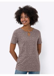 Heine Damen T-Shirt "Druck-Shirt", grau, Gr. 38, gemustert, gepunktet, 95% Baumwolle, 5% Elasthan, Shirts