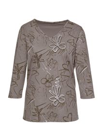 Classic Basics Damen 3/4-Arm-Shirt "Shirt", grau, Gr. 42, bedruckt, gemustert, 100% Baumwolle, Shirts