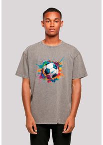 F4NT4STIC Herren T-Shirt "Bunte Fußball Grafik", grau, casual, Gr. S, Obermaterial: 100% Baumwolle, Shirts, Premium Qualität