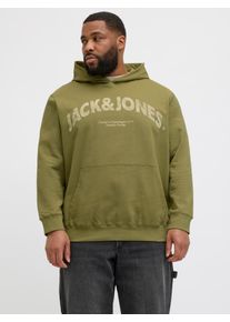 Jack & Jones PlusSize Herren Kapuzensweatshirt "JORALMERIA SWEAT HOOD PLS", beige, modisch, Gr. 6XL, JACK & JONES PLUSSIZE, bedruckt, angeraute Sweatware, Obermaterial: