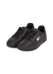 Tommy Jeans Herren Sneaker "(NEW) TJM CUPSOLE LEATHER ESS", Gr. 44, schwarz, Leder, Textil, Lederimitat, sportlich, Schuhe, Freizeitschuh, Halbschuh,