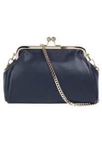 CLUTY Damen Abendtasche, blau, Leder, unifarben, leicht glänzend, Taschen, echt Leder, Made in Italy