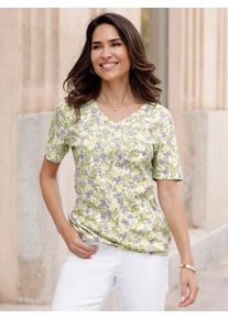 Classic Basics Damen Kurzarmshirt "Kurzarm-Shirt", lila, Gr. 46, gemustert, mehrfarbig, geblümt, 100% Baumwolle, Shirts