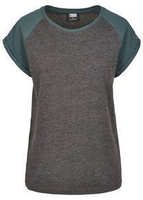 Urban Classics Herren Kurzarmshirt "Urban Classics Damen Ladies Contrast Raglan Tee", grün, casual, Gr. 5XL, mehrfarbig, 60% Baumwolle, 40%