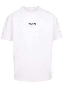 Merchcode Herren T-Shirt "Merchcode Herren Believe Front Heavy Oversized Tee", weiß, casual, Gr. XS, bedruckt, 100% Baumwolle, Shirts