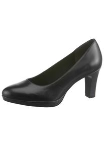 Tamaris Damen Pumps, Gr. 37, schwarz, Leder, klassisch, Schuhe, Abendschuh, Festtagsschuh, Trichterabsatz, in klassischer Linie