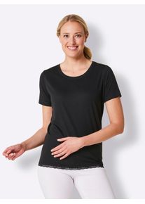 wäschepur WÄSCHEPUR Damen Pyjamaoberteil "Schlafanzug-Shirt", Gr. 36, schwarz, 50% Baumwolle, 50% Modal, unifarben, Shirts