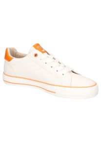 Mustang Shoes Damen Sneaker, Gr. 41, beige, Lederimitat, geblümt, modisch, Schuhe, Freizeitschuh, Halbschuh, Schnürschuh mit modischem Design