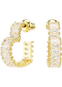 Swarovski Damen Paar Creolen "Schmuck Geschenk Matrix Ohrringe Herz, 5693512, 5706340", Metall, gelb, Metall, Ohrringe, mit Swarovski Zirkonia