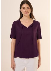 Cecil Damen Kurzarmbluse, lila, casual, Gr. S, unifarben, Stoff, 100% Viskose, Blusen, mit Elastiksaum