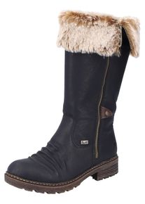 Rieker Damen Winterstiefel, Gr. 39, schwarz, Lederimitat, Textil, klassisch, Schuhe, Winterboots, Blockabsatz, wasserabweisende RiekerTEX-Membran