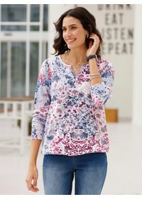 Inspirationen Damen Langarmshirt "Shirt", blau, Gr. 36, geblümt, gemustert, mehrfarbig, 50% Baumwolle, 50% Modal, Shirts