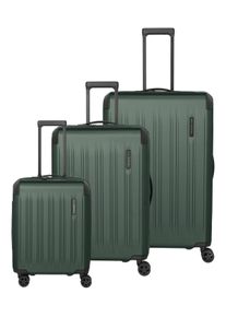 Travelite Trolleyset "DYNAMIIC S+/M/L, verschiedene Farben", grün, ABS, unifarben mit Farbeinsätzen, Koffer-Sets, Hartschalen-Koffer ABS