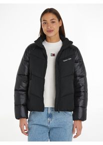 Tommy Jeans Damen Steppjacke "TJW TONAL BLOCKING PUFFER", schwarz, casual, Gr. M, colorblocking, Web, Obermaterial: 100% Polyamid. Wattierung: 100%