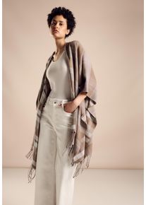 Street One Damen Strickponcho, braun, casual, kariert, Obermaterial: 75% Polyester, 25% Viskose, Pullover, mit Karo Muster