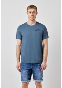 Street One MEN Herren T-Shirt, blau, casual, Gr. XXL, bedruckt, Web, 100% Baumwolle, Shirts, mit Wording-Print