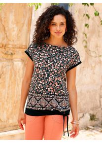 Inspirationen Damen Kurzarmshirt "Shirt", orange, Gr. 40, geblümt, gemustert, mehrfarbig, bedruckt, 95% Viskose, 5% Elasthan, Shirts