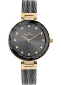 Jacques Lemans Damen Quarzuhr "Milano, 1-2139E", grau, Armbanduhren, Armbanduhr, Damenuhr, Kristallsteine, Edelstahlarmband