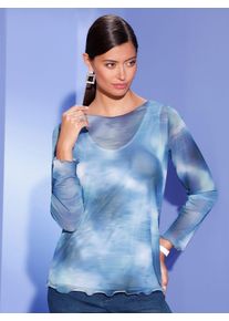 CRÉATION L CREATION L Damen 2-in-1-Shirt "Mesh-Shirt", blau, Gr. 40, gemustert, mehrfarbig, bedruckt, 96% Polyester, 4% Elasthan, Shirts