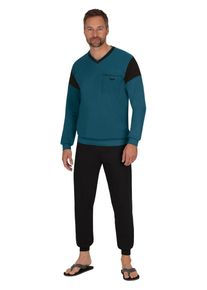 TRIGEMA Herren Schlafanzug "TRIGEMA Schlafanzug in modischem Design", Gr. L, blau, 100% Baumwolle, Basic, Homewear-Sets