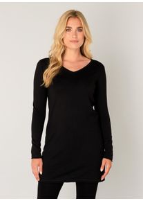 Base Level Damen Longpullover "BAS-YOLA-LONG-PULLOVER", schwarz, Basic, Gr. 44, leicht glänzend, Feinstrick, Obermaterial: 80% Viskose, 20% Polyamid,