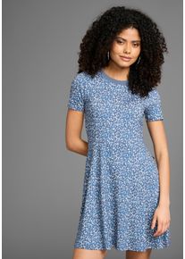 Kangaroos Damen Jerseykleid, blau, casual, Gr. 40, geblümt, bedruckt, gemustert, Single Jersey, Obermaterial: 95% Viskose, 5% Elasthan. Bündchen: 95%