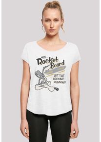 F4NT4STIC Damen T-Shirt "Looney Tunes Wile E Rocket Board Cartoon", weiß, casual, Gr. XXL, Obermaterial: 100% Baumwolle, Shirts, Print