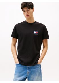 Tommy Jeans Herren T-Shirt "TJM REG FLAG GRAPH BCKPRNT T EXT", schwarz, casual, Gr. 4XL, unifarben, Single Jersey, Obermaterial: 100% Baumwolle,
