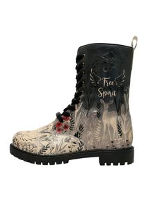 DOGO Damen Schnürboots "Zipsy Free Spirit Damen Stiefel / Female", Gr. 40, schwarz-weiß, Lederimitat, Schuhe, Vegan