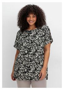 sheego Damen Tunika "Große Größen", schwarz, feminin, Gr. 54, gemustert, Obermaterial: 100% Viskose, Tuniken, mit Cut-outs an den Ärmeln