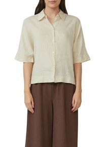 s.Oliver Damen Hemdbluse, beige, casual, Gr. 34, unifarben, Web, Obermaterial: 100% Leinen, Blusen, mit Knopfleiste und Hemdblusenkragen