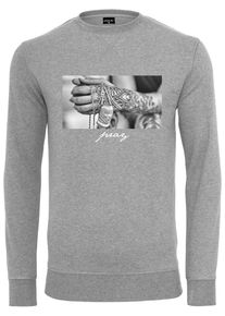 MisterTee Herren Rundhalspullover "MisterTee Herren Pray 2.0 Crewneck", grau, casual, Gr. M, unifarben, 60% Baumwolle, 40% Polyester, Pullover