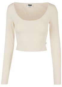 Urban Classics Damen Longsleeve "Urban Classics Damen Ladies Organic Wide Neck Cropped Longsleeve", beige, klassisch, Gr. XXL, unifarben, 95%
