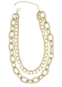 Damen Kette mit Anhänger "TriLuxe", gold, Basic, Collezione Alessandro, Metall, Halsketten, dreireihige Halskette in gold