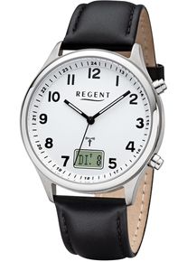 Regent Uhren REGENT Damen Funkuhr, schwarz, Armbanduhren, Quarzuhr, Armbanduhr, Herrenuhr, Damenuhr, Lederarmband Leuchtzeiger