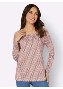 Classic Basics Damen Langarmshirt "Langarm-Shirt", rot, Gr. 42, gemustert, mehrfarbig, 100% Baumwolle, Shirts