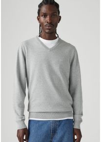 Levi's LEVI'S Herren Strickpullover "LW V NECK", grau, casual, Gr. XL, unifarben, Feinstrick, Obermaterial: 94% Baumwolle, 4% Polyamid, 2% Elasthan,