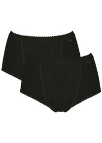 Sloggi Damen Shapingslip "Control Maxi 2P", Gr. 50, schwarz, Single Jersey, Obermaterial: 94% Baumwolle, 6% Elasthan, unifarben, gemustert,