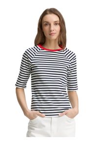 Damen Rundhalsshirt, blau, casual, Gr. XS, Tom Tailor Denim, gestreift, Jersey, Obermaterial: 100% Baumwolle, Shirts, mit Streifen-Muster