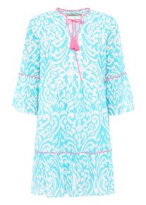 Zwillingsherz Damen Sommerkleid "Kleid "Ornamente"", blau, modisch, Gr. SM, gemustert, Obermaterial: 100% Baumwolle, Kleider, mit Tasseln, Trompeten