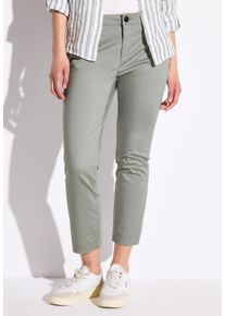 Street One Damen 7/8-Hose, grün, casual, Gr. 38, unifarben mit Farbeinsatz, Web, 97% Baumwolle, 3% Elasthan, Hosen, 4-Pocket Style