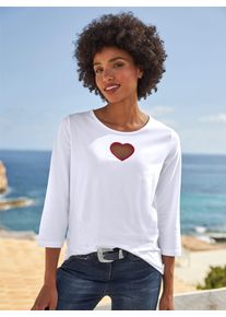 Heine Damen Rundhalsshirt "Shirt", weiß, Gr. 42, unifarben, 95% Baumwolle, 5% Elasthan, Shirts