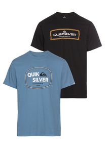 Quiksilver Herren T-Shirt "JUST FRAMED LOCKUP SHORT SLEEVE PACK YM", schwarz, sportlich, Gr. S, Obermaterial: 100% Baumwolle, Shirts, Doppelpack