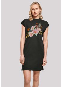 F4NT4STIC Damen Shirtkleid "Blumen", schwarz, casual, Gr. 4XL, Obermaterial: 100% Baumwolle, Kleider, Print