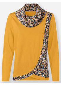Inspirationen Damen Rollkragenshirt "Shirt", gelb, Gr. 36, gemustert, mehrfarbig, geblümt, 50% Baumwolle, 50% Modal, Shirts