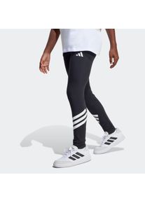 Kinder Leggings "JG FI 3S LEG", schwarz-weiß, sportlich, Gr. 128, adidas Sportswear, Obermaterial: 93% Baumwolle, 7% Elasthan, Hosen