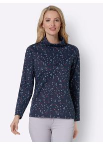 Inspirationen Damen Langarmshirt "Shirt", blau, Gr. 40, gemustert, mehrfarbig, bedruckt, geblümt, 100% Baumwolle, Shirts