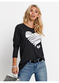 Inspirationen Damen Langarmshirt "Shirt", schwarz, Gr. 36, unifarben, gemustert, 50% Baumwolle, 50% Modal, Shirts