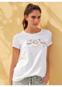 Heine Damen T-Shirt "Shirt", beige, Gr. 36, gemustert, 100% Baumwolle, Shirts
