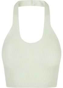 Urban Classics Herren Muskelshirt "Urban Classics Damen Ladies Rib Knit Crossed Neckholder Top", grün, casual, Gr. L, unifarben, 35% Polyacryl, 35%